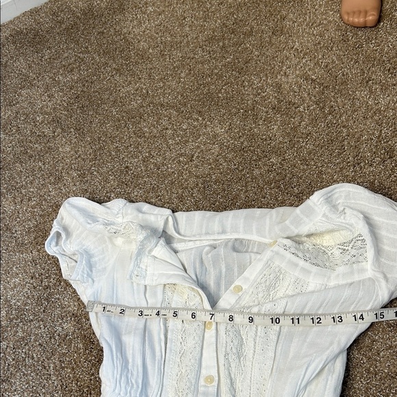 AMERICAN EAGLE WOMEN WHITE LACE SHORT-SLEEVE MIDI DRESS Boho lace top SZ SM - Picture 4 of 10